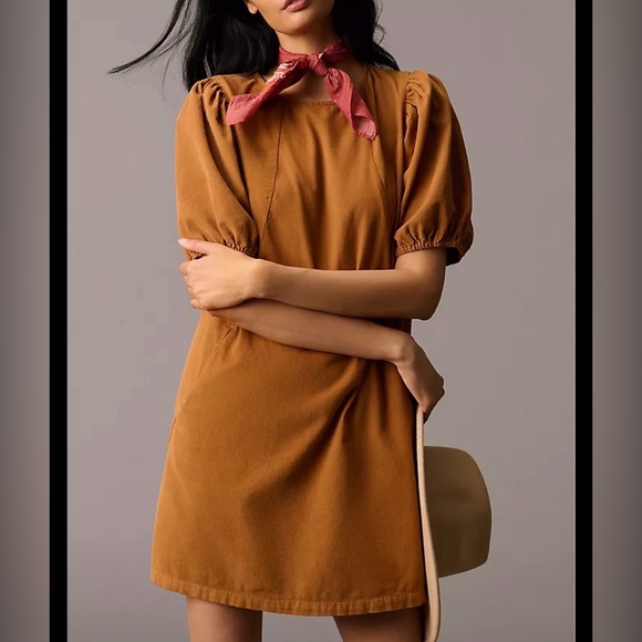 Velvet Dresses & Skirts - Velvet‎ By Graham And Spencer Anthropologie Puffed Sleeve Corduroy Brown Dress S